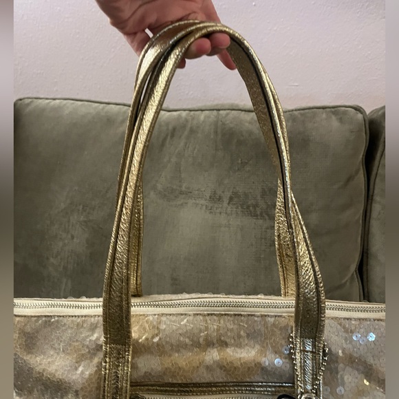 ✨COACH VTG POPPY Special Edition Signature Sequin Tote Bag Gold Cream RARE✨ - Picture 12 of 16